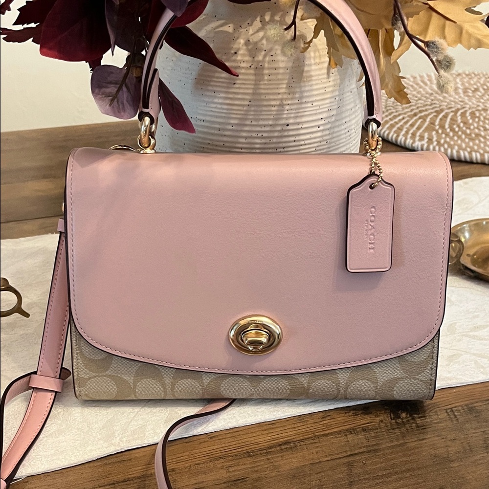 Coach Blush Pink and Beige Shoulder Bag